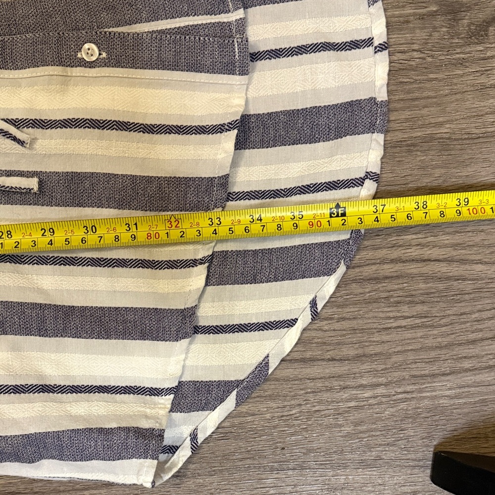 Japna Blue-White Striped Dress button front closure and cinched waist with tie - Picture 7 of 11